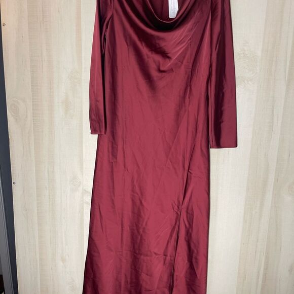 Soft Surroundings Solange Satin Cabernet dress new with tags size 10 cowl neck‎ - Picture 6 of 16